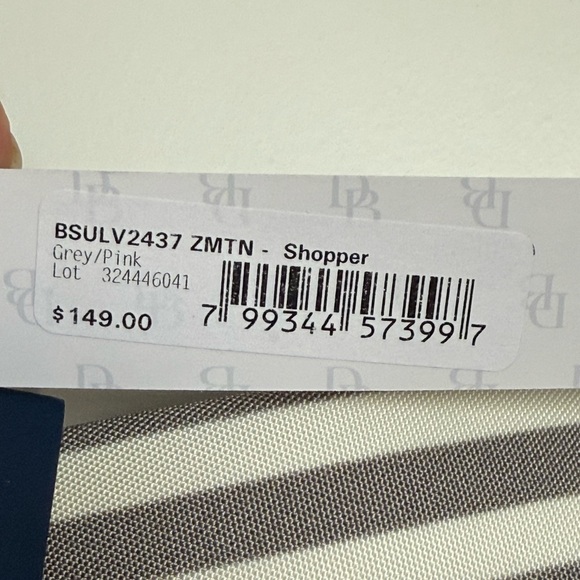 Dooney & Bourke Striped Pink and Gray Tote Bag - Picture 2 of 5